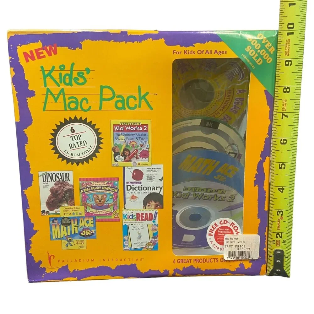 SEALED 1995 Kids Mac Pack 6 CD-ROM MAC Computer Games Palladium Interactive 90s